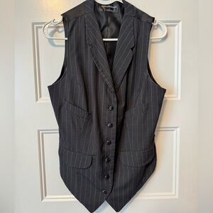 Norma Kamali Charcoal Gray Pinstriped 
Women's Vest Size Medium